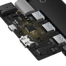USB-хаб Baseus 5in1 Lite Series 5-Port Type-C HUB Adapter Type-C to USB3.0*3, Type-C(PD)*1, 4KHDMI Чорний