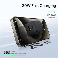 Мережевий зарядний пристрій Baseus Palm Fast Charger QC3.0+PD3.0 20W USB+Type-C 3A + Кабель Type-C to Type-C 60W 20V/3A 1м Чорний