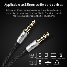Аудіо-кабель Baseus Yiven AUX 3.5 to AUX 3.5 Audio Cable M30 0,5м Чорний