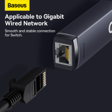 USB Переходник Baseus Lite Series Ethernet 1000 Mbps Type-C to RJ45 Серый