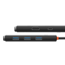 USB-хаб Baseus 5in1 Lite Series 5-Port Type-C HUB Adapter Type-C to USB3.0*3, Type-C(PD)*1, 4KHDMI Чорний