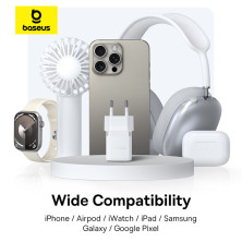 Сетевое зарядное устройство Baseus Palm Fast Charger QC3.0+PD3.0 30W USB+Type-C 3A + Кабель Type-C to Type-C 60W 20V/3A 1м Белый