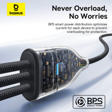 Кабель Baseus Flash Series 3 3-in-1 Fast Charging Data Cable  Type-C to Lightning+Type-C+Type-C 100W 1.5m Чорний