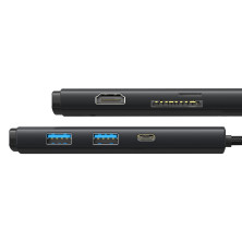 USB-хаб Baseus 6in1 Lite Series 6-Port Type-C HUB Adapter Type-C to USB3.0*2, Type-C*1, 4KHDMI, TF, SD  Черный