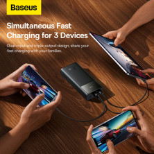 УМБ Baseus Star-Lord Digital Display 30000mAh 22.5W с технологией QC3.0+PD3.0 2USB+Type-C + Кабель USB to Type-C Черный
