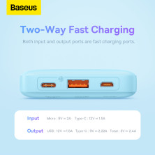 УМБ Baseus Airpow Fast Charge 10000mAh 20W 3A с технологией QC3.0+PD3.0 USB+Type-C Голубой