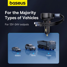 Автомобільний зарядний пристрій Baseus Enjoyment Pro Retractable 60W Type-C і з вбудованим кабелем 2-in-1 Type-C и Lightning  0.70м Чорний