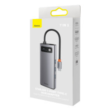 USB-хаб Baseus 7in1 Metal Gleam -Port Type-C HUB Adapter Type-C to USB3.0*3, Type-C(PD)*1, 4KHDMI, VGA, RJ45 Сірий