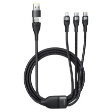Кабель Baseus Flash Series 3 3-in-2 Fast Charging Data Cable  USB+Type-C to Lightning+Type-C+Type-C 100W 1.5m Чорний