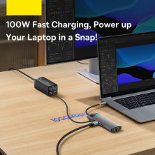 USB-хаб Baseus 8in1 StarJoy 8-Port Type-C HUB Adapter Type-C to USB3.1*3, Type-C(PD)*1, 4KHDMI, RJ45,TF, SD Сірий