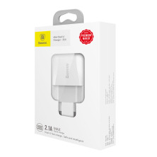 Сетевое зарядное устройство Baseus Mini Dual-U Charger 2USB 2.1A Белый