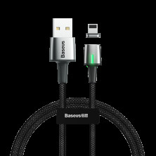 Кабель Baseus Zinc Magnetic Fast Charging Data Cable USB to Lightning 2.4A 1m Чорний