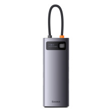 USB-хаб Baseus 7in1 Metal Gleam 7-Port Type-C HUB Adapter Type-C to USB3.0*3, Type-C(PD)*1, 4KHDMI*2, RJ45 Серый