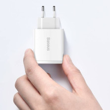 Сетевое зарядное устройство Baseus Compact Quick Charger QC3.0+PD3.0 30W 2USB+Type-C 3A Белый