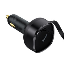 Автомобильное зарядное устройство Baseus Enjoyment Retractable 30W c встроенным кабелем 2-in-1 Type-C и Lightning 0.75м Черный