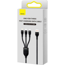 Кабель Baseus Flash Series 2 3-in-1 Fast Charging Data Cable USB to Lightning+Type-C+MicroUSB 66W 1.2m Черный