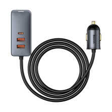 Автомобільний зарядний пристрій Baseus Share Together PPS multi-port Fast Charging Car Charge 120W 2USB+2Type-C з подовжувачем 1.5м Сірий