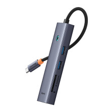 USB-хаб Baseus 7in1 Flite 7-Port Type-C HUB Adapter Type-C to USB3.0*2, Type-C(PD)*1, 4KHDMI, RJ45, SD/TF 3.0 Сірий