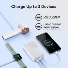 УМБ Baseus EnerFill FC51 Bipow2 Pro 20000mAh 22.5W 2.4A з технологією QC3.0+PD3.0 та Type-C кабелем 22.5W Білий