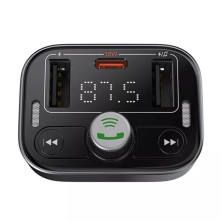 FM-трансмиттер Baseus S-09 Pro T-Typed FM Launcher MP3 Car Charger 2USB+Type-C 3.4A Черный