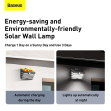 Светильник фасадный Baseus Solar Energy 5.1Вт 260Lm на солнечной батарее 1800mAh с датчиком движения Черный