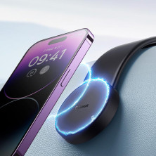 Бездротовий автомобільний зарядний пристрій Baseus C02 Magnetic Phone Holder Wireless Charger з функцією MagSafe і технологією Qi 15W Чорний