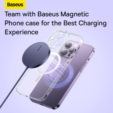 Бездротовий зарядний пристрій Baseus Simple Mini3 Magnetic з функцією MagSafe і Qi 15W Фіолетовий