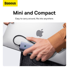 USB-хаб Baseus 7in1 Flite 7-Port Type-C HUB Adapter Type-C to USB3.0*2, Type-C(PD)*1, 4KHDMI, RJ45, SD/TF 3.0 Сірий