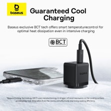 Сетевое зарядное устройство Baseus Palm Fast Charger QC3.0+PD3.0 30W USB+Type-C 3A + Кабель Type-C to Type-C 60W 20V/3A 1м Черний