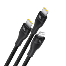 Кабель Baseus Flash Series 3 3-in-1 Fast Charging Data Cable  Type-C to Lightning+Type-C+Type-C 100W 1.5m Чорний