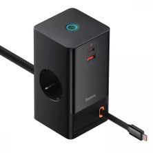 Сетевое зарядное устройство Baseus GaN5 PowerCombo Digital PowerStrip 65W 2AC+USB+Type-C + кабель Baseus Type-C to Type-C 100W 20V/5A 1м Черный