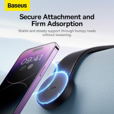 Бездротовий автомобільний зарядний пристрій Baseus C02 Magnetic Phone Holder Wireless Charger з функцією MagSafe і технологією Qi 15W Чорний