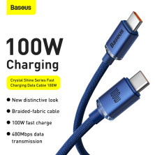 Кабель Baseus Crystal Shine Series Fast Charging Data Cable Type-C to Type-C 100W 20V 5A 1.2m Синій