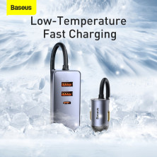 Автомобільний зарядний пристрій Baseus Share Together PPS multi-port Fast Charging Car Charge 120W 3USB+Type-C з подовжувачем 1.5м Сірий