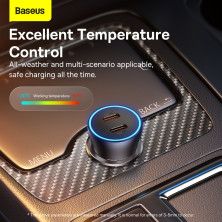 Автомобільний зарядний пристрій Baseus Golden Contactor Pro Dual Quick Charger Car Charger 40W 2Type-C Сірий