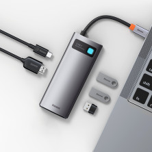 USB-хаб Baseus 5in1 Metal Gleam 5-Port Type-C HUB Adapter Type-C to USB3.0*3, Type-C*1, 4KHDMI Серый