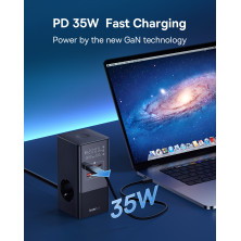 Мережевий зарядний пристрій Baseus PowerCombo Tower PowerStrip 35W 3AC+2USB+2Type-C 3A Чорний