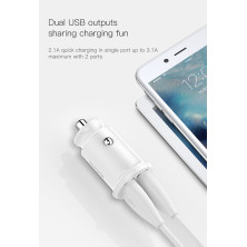 Автомобильное зарядное устройство Baseus Grain 2USB 3.1A Белый