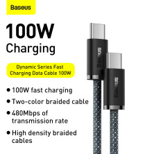 Кабель Baseus Dynamic Series Fast Charging Data Cable Type-C to Type-C 100W 20V 5A 1m Сірий