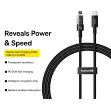 Кабель Baseus Gem Series Fast Charging Data Cable Type-C to Lightning PD 20W 2m Черный