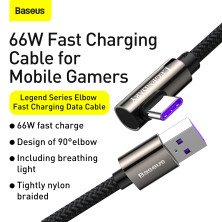 Кабель Baseus Legend Series Fast Charging Data Cable USB to Type-C 66W 11V 6A 2m Черный