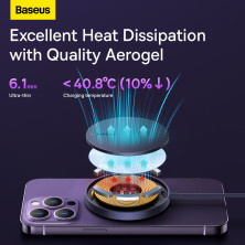Бездротовий зарядний пристрій Baseus Simple Mini3 Magnetic з функцією MagSafe і Qi 15W Фіолетовий