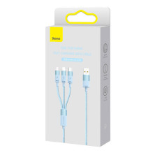 Кабель Baseus StarSpeed 3-in-1 Fast Charging Data Cable USB to Lightning+Type-C+MicroUSB 3.5А 1.2m Блакитний