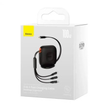 Кабель Baseus Traction Series Retractable 3-in-1 Fast Charging Data Cable Type-C to Lightning+Type-C+MicroUSB 100W 1.7m Чорний