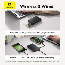 УМБ Baseus Airpow 2 Qi2 Magnetic 10000mAh 22.5W QC3.0+PD3.0 с функцией MagSafe и Qi2 15W Черный