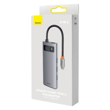 USB-хаб Baseus 4in1 Metal Gleam 4-Port Type-C HUB Adapter Type-C to USB3.0*4 Сірий