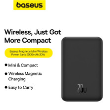 УМБ Baseus Magnetic Mini Wireless Fast Charge 2in1 5000mAh 20W 2.4A QC3.0+PD3.0 з Бездротовою зарядкою Qi 15W Чорний
