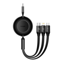 Кабель Baseus Bright Mirror 2 Series Retractable 3-in-1 Fast Charging Data Cable Type-C to Lightning+Type-C+MicroUSB 100W 1.1m Черный