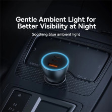 Автомобільний зарядний пристрій Baseus Golden Contactor Pro GaN Fast Charging Car Charger 65W USB+2Type-C Сірий