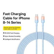 Кабель Baseus Discolor Series Fast Charging Data Cable Type-C to Lightning PD 20W 2m Голубой